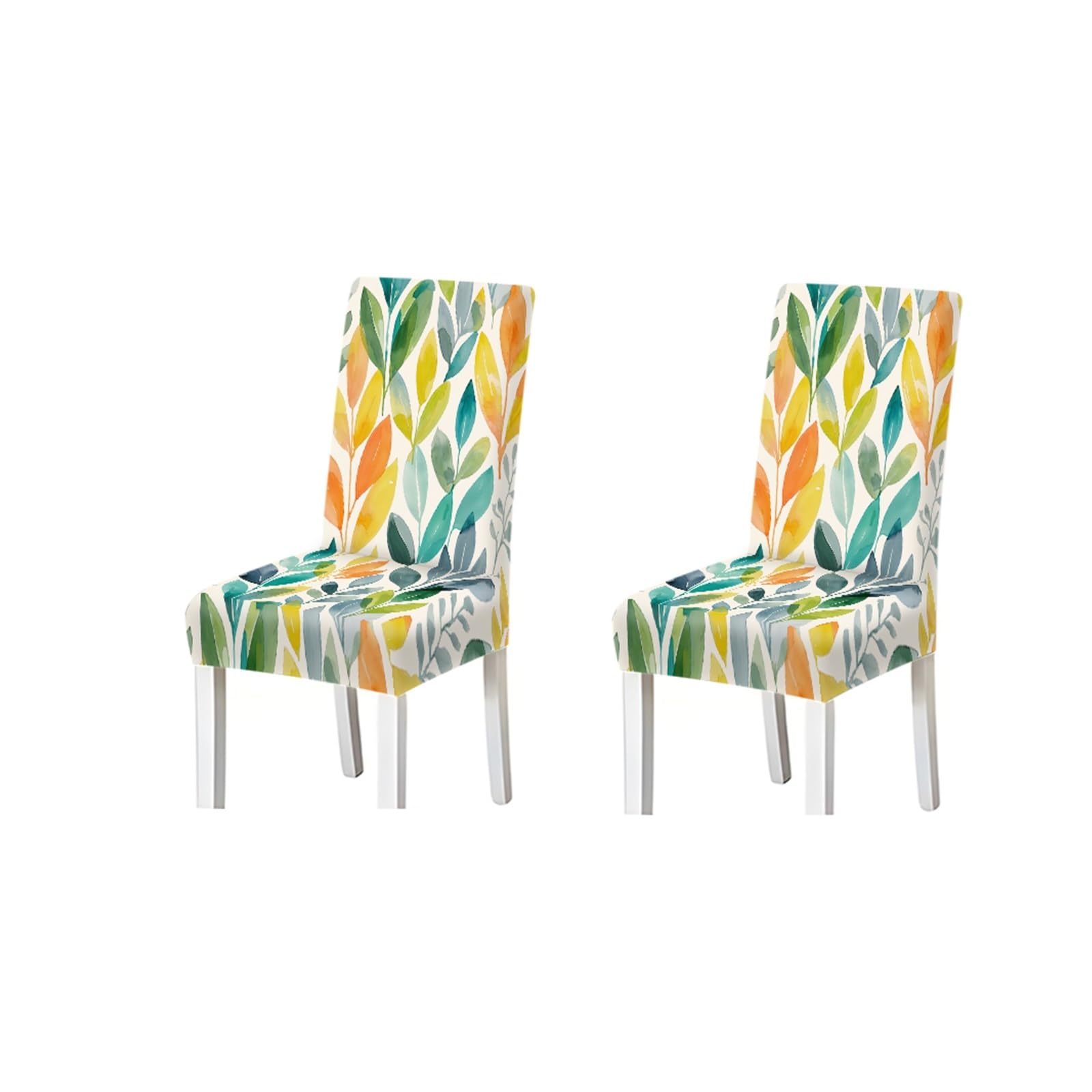 BOSUYBN Watercolor Leaf Pattern Print Dining Chair Covers Set Of 2/4/6, Stretch Slipcovers For Kitchen Dining Room Furniture Protectors for Home Dining Room(2PCS Chair cover)