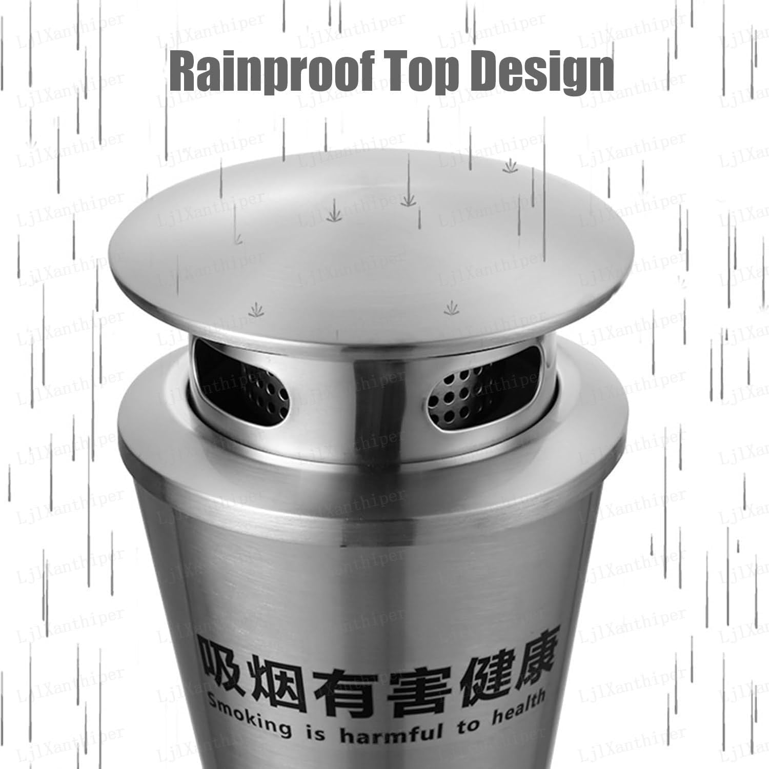 Stainless Steel Butt Receptacle,Outdoor Cigarette Butt Disposal,Floor Standing Garbage Ash Bin,Waste Container Trash Receptacle,Commercial Trash Can,for Yard,Shopping Center Hotel Fixed