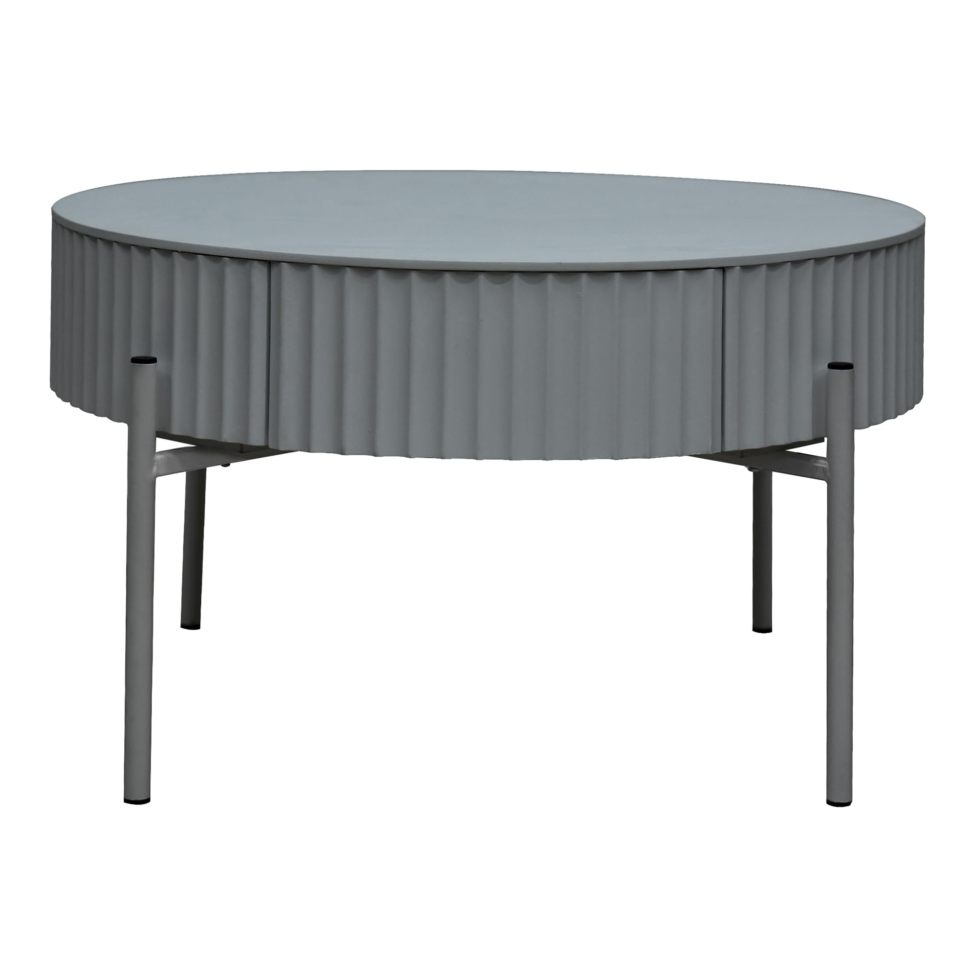 [en.casa] Table Basse de Salon avec Plateau Rond et Tiroir Table d'Appoint Design Élégant Intemporel avec Compartiment de Rangement MDF Métal 36 x 60 cm Gris