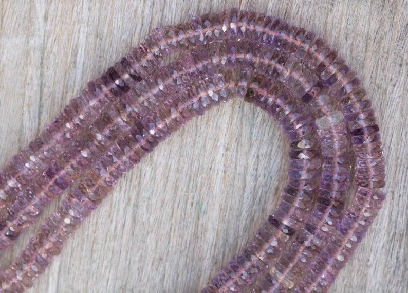 Perles heishi en amétrine naturelle lisse, tailles régulières pour enfilage sans blocage