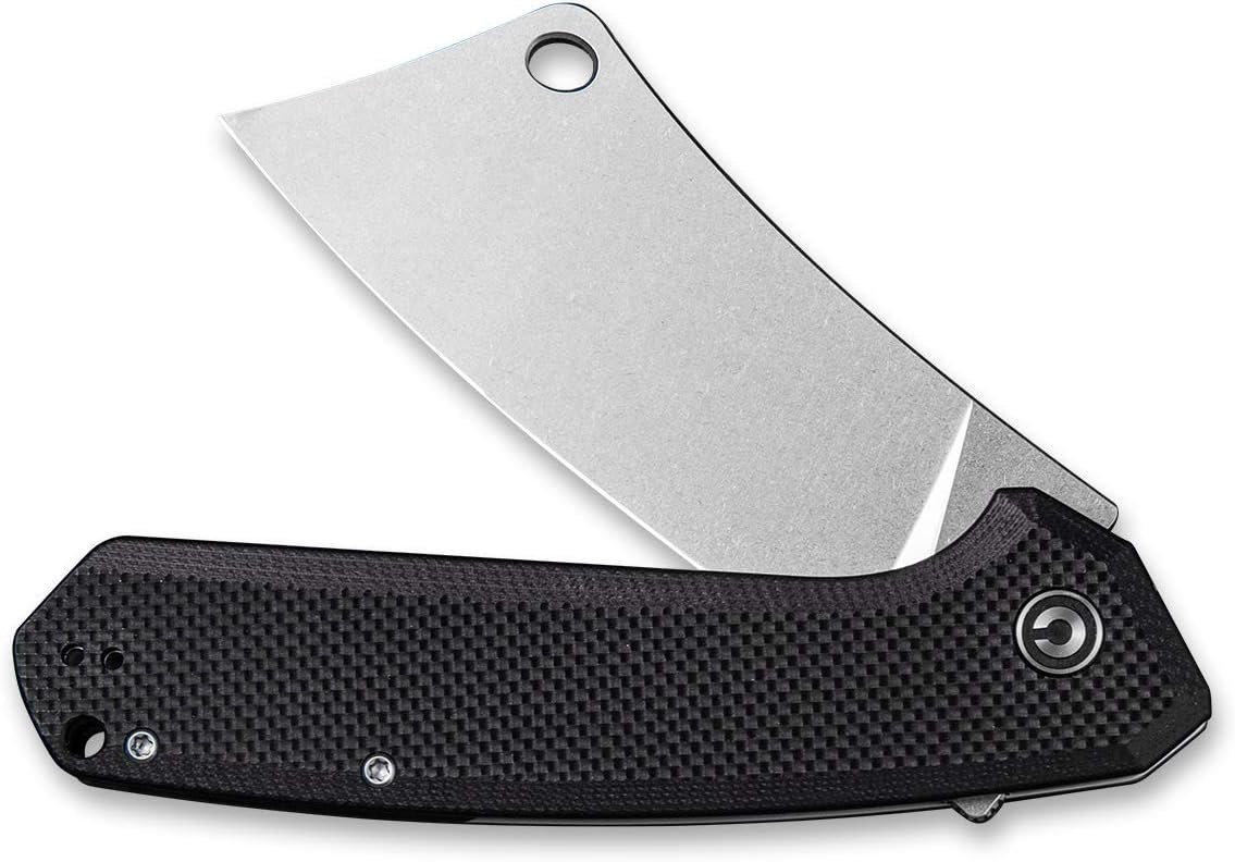 Gеt Chеар Prісе CIVIVI Mastodon Flipper Pocket Knife 3.83 Stonewashed 9Cr18MoV Blade Coarse G10 Handle C2012C(Black)