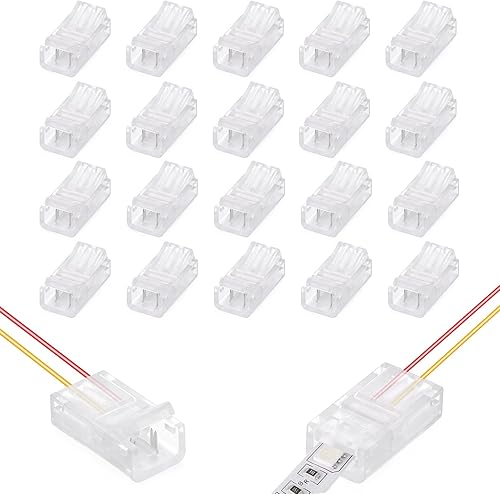 20 conectores de tira de luz LED RGB a cable, conector rápido LED, conectores adaptadores LED transparentes impermeables para conector de