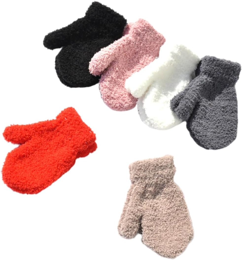 BESPORTBLE 6pairs Boy Girl Knitted Mittens for Girls Full Finger Hand for Cold Days Includes