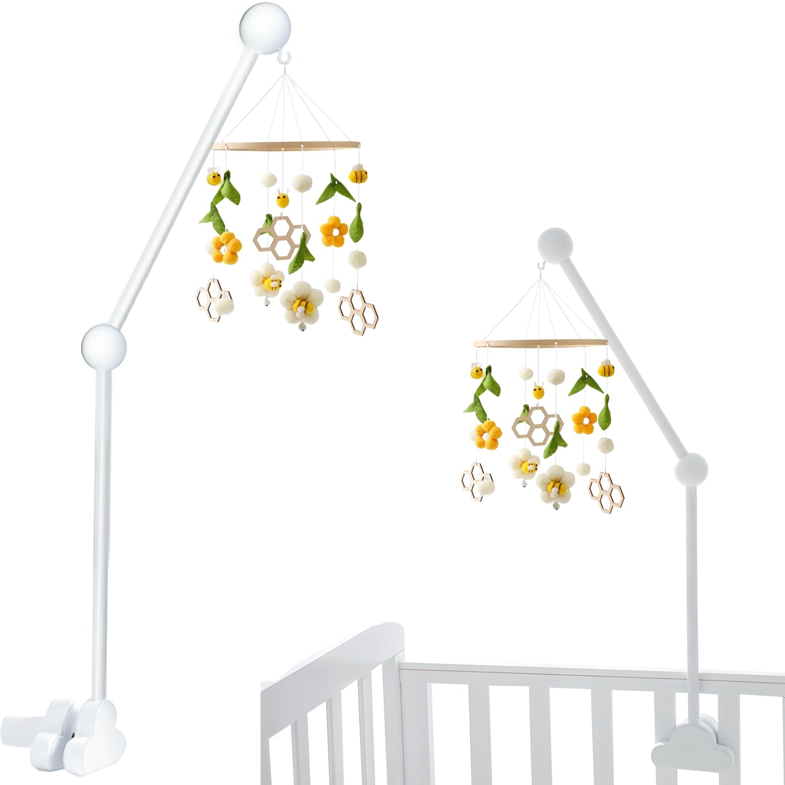 Baby Mobile Halterung Holz, Halterung Mobile Wickeltisch, Mobile Halterung Babybett Weiß, Baby Mobilehalter Wickeltisch, Halterung für Mobile Baby für Aufhängung Windspiele Spielzeug