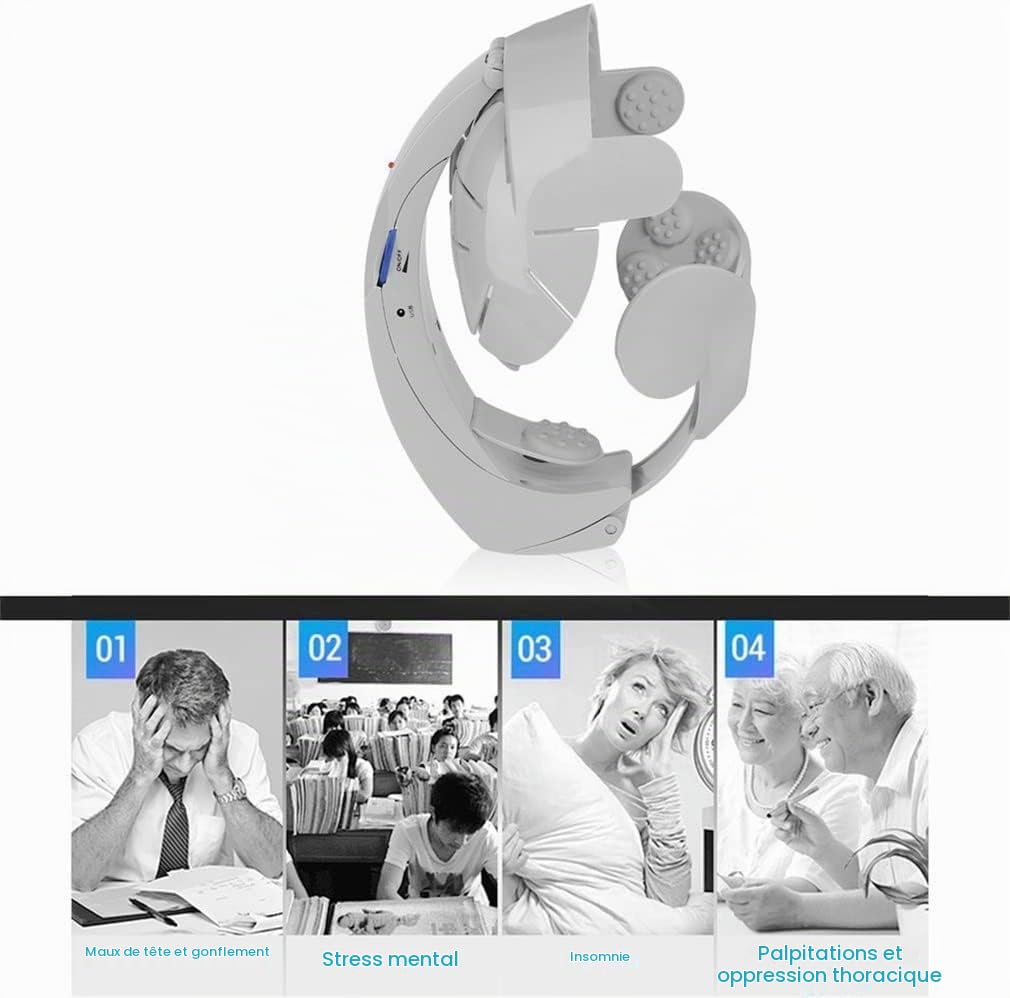 Tête électrique relaxante masseur anti-pile perte de vibration casque maux de tête de soulagement de stress détente du cerveau de massage de massage améliorer le sommeil