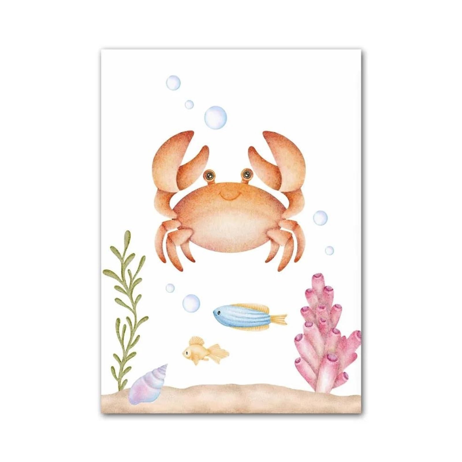 Affiche animaux marins aquarelle et décoration murale chambre enfant sur toile moderne 40x60cm