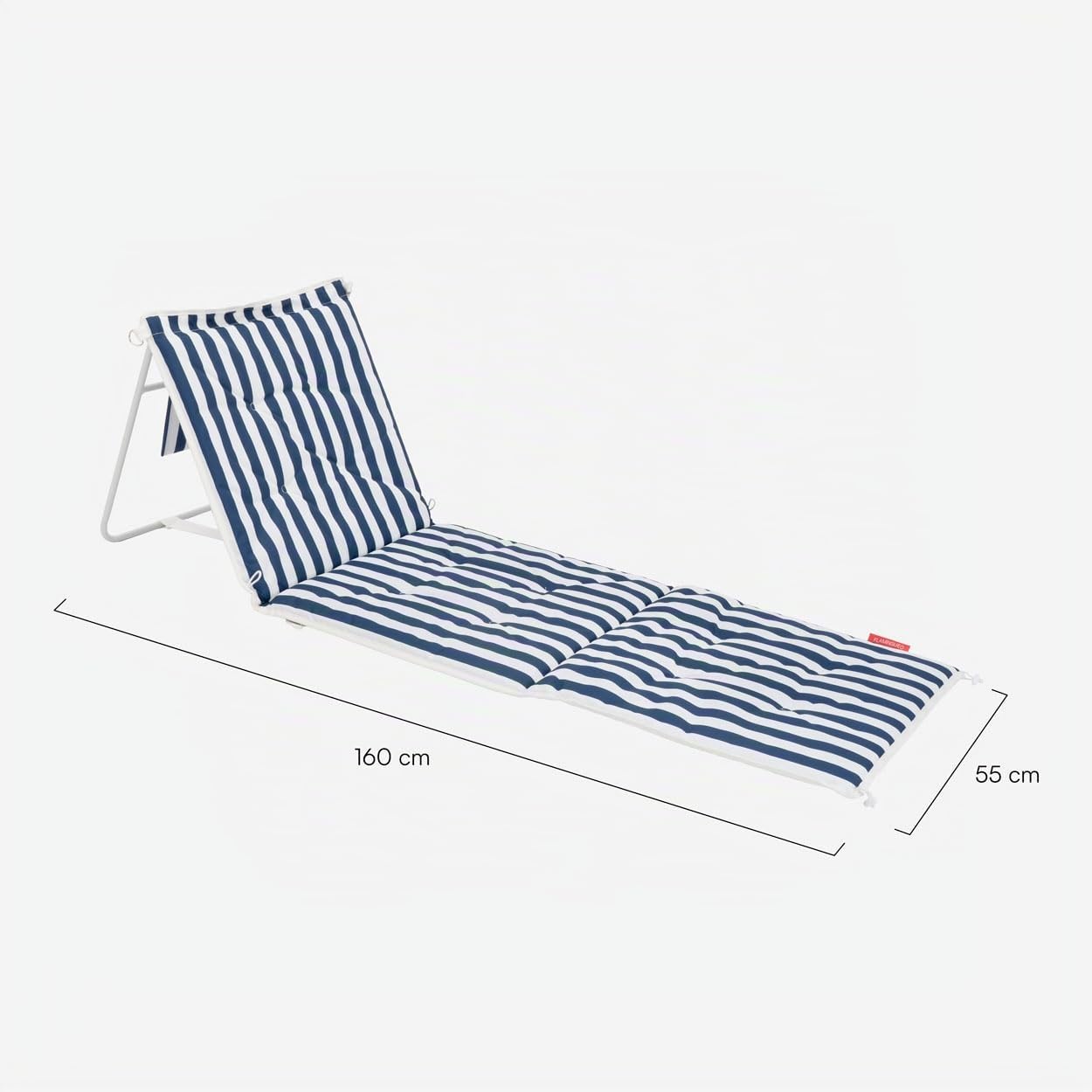 Flamingueo Chaise Longue Pliante - pour la Plage et Piscine - Inclinable - Transport Facile - Poche Arrière - Léger - Polyester - Bleu Marine