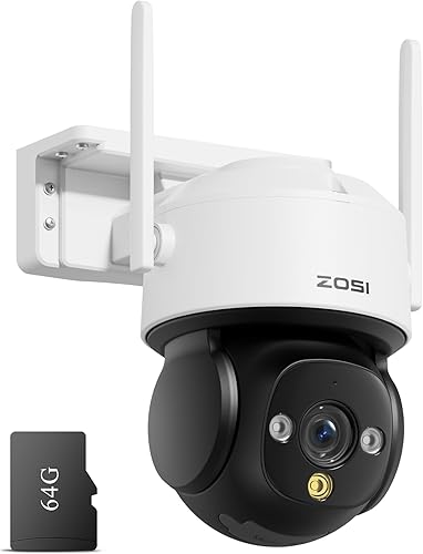 ZOSI Cámara de seguridad C290 4K 8MP UHD con cable WiFi para exteriores e interiores, cámara IP enchufable PanTilt IP, detección de vehículos de