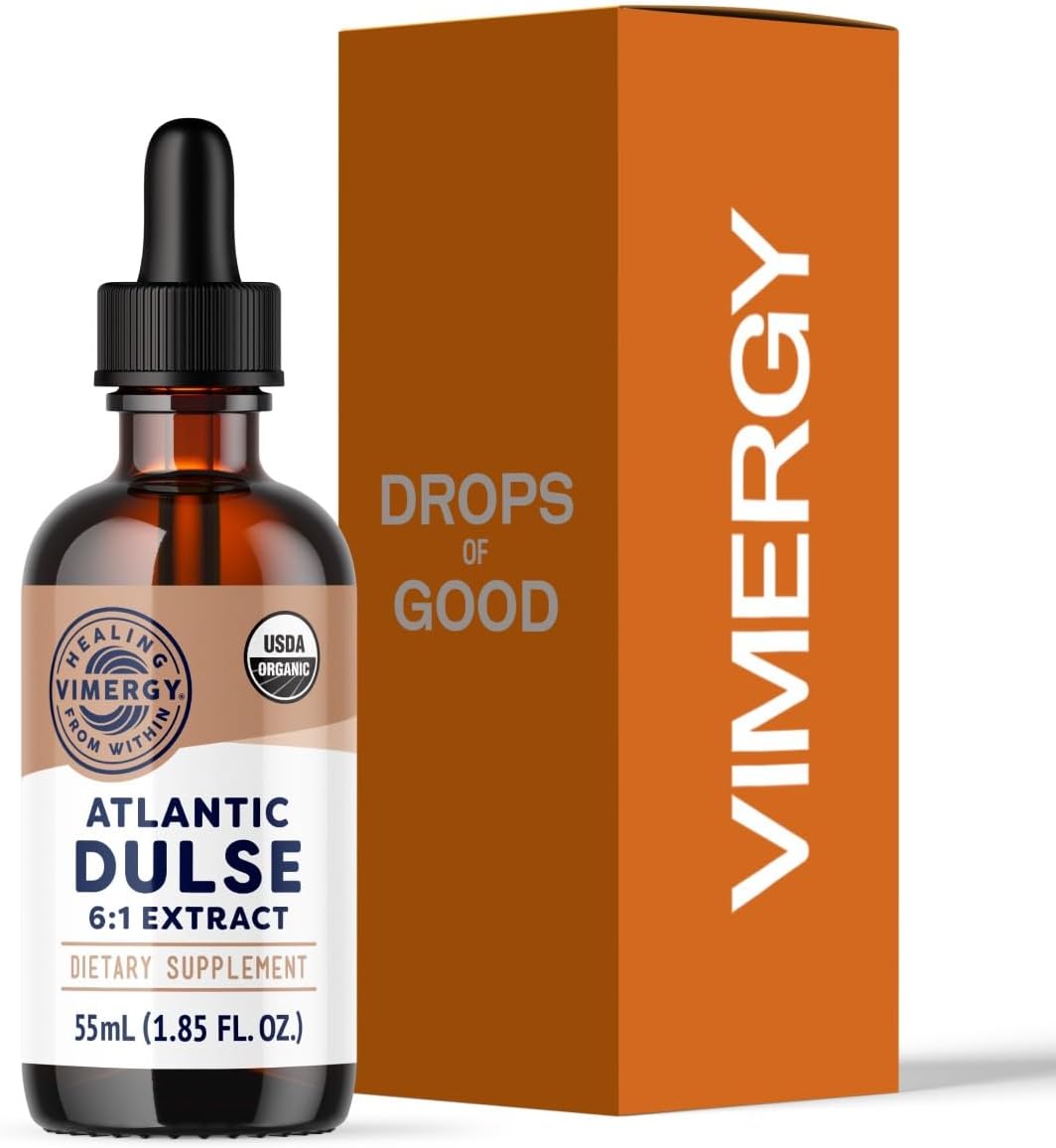 USDA Organic Atlantic Dulse Extract, 55 Servings – Raw Liquid Seaweed Dulse Supplement Drops - Alcohol-Free, Vegan & Paleo Friendly (55 ml)