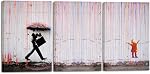 Wieco Art Banksy Raining Day or Colorful Graffiti Street Famous Canvas Prints Wall Art Modern Inspirational Grey Love Pictures Artwork for Dining Room Kitchen Home Office Decor