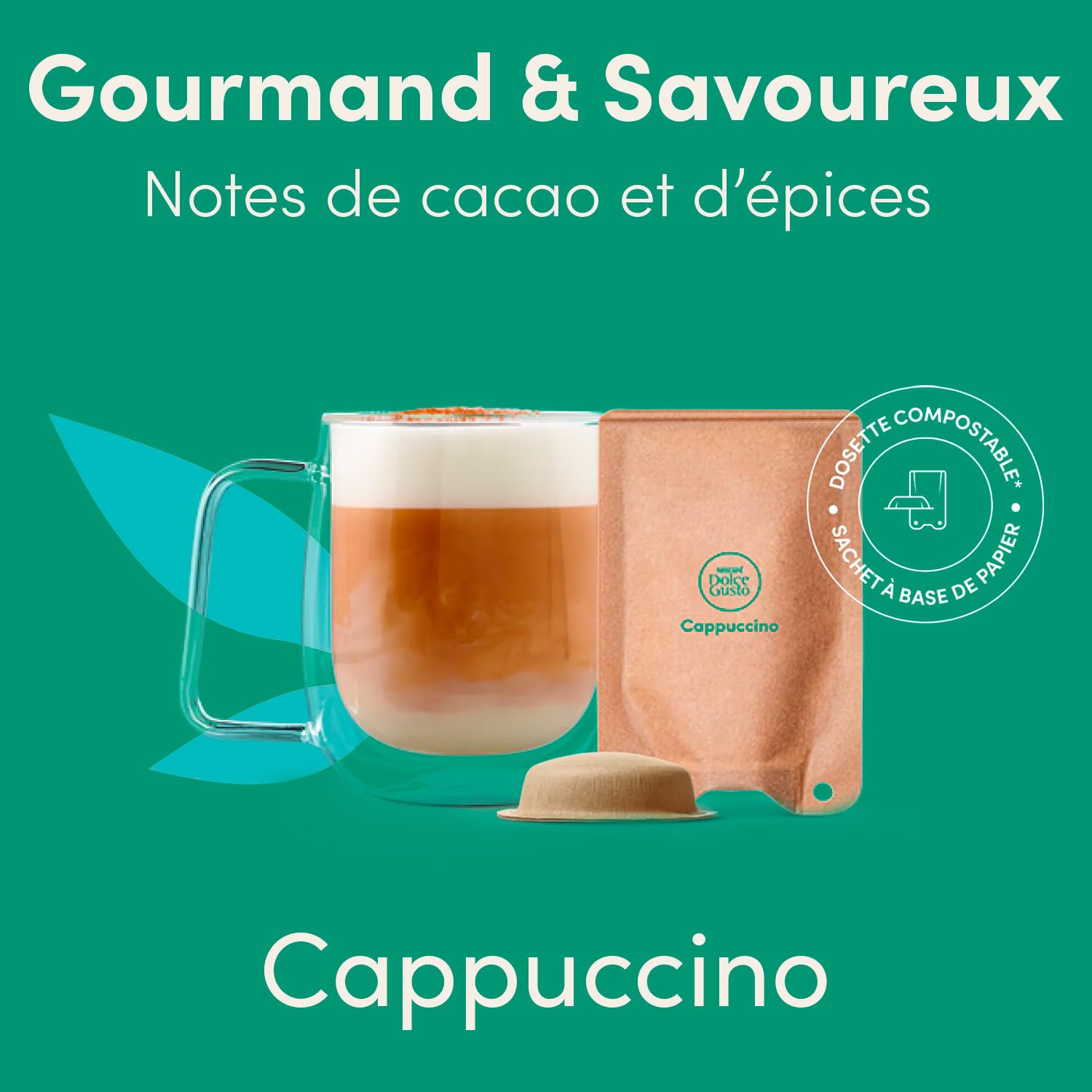 ‎Nescafé Dolce Gusto NEO Cappuccino - 30 Dosettes de café et 30 sachets de lait (5 boîtes de 6 dosettes et 6 sachets) - Compatibles uniquement avec les machines à café NESCAFÉ Dolce Gusto NEO