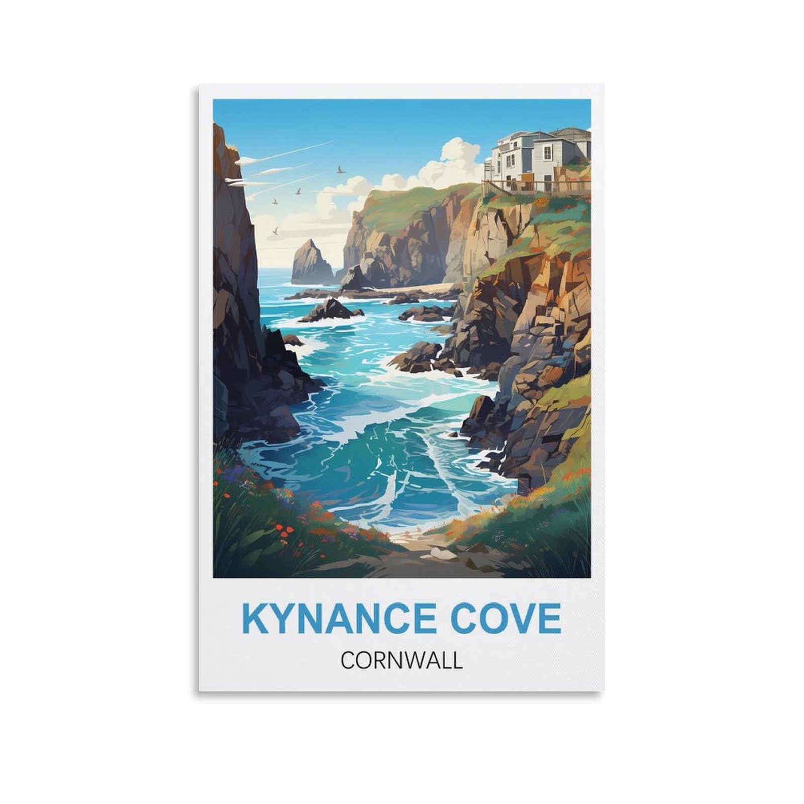 EZMLFA DIY Diamond Painting,Kynance Cove Cornwall 5D Landscape Diamond Painting Kits for Adult, Gem Art Crystal Art Kits for Adults, for Home Wall 40x40cm