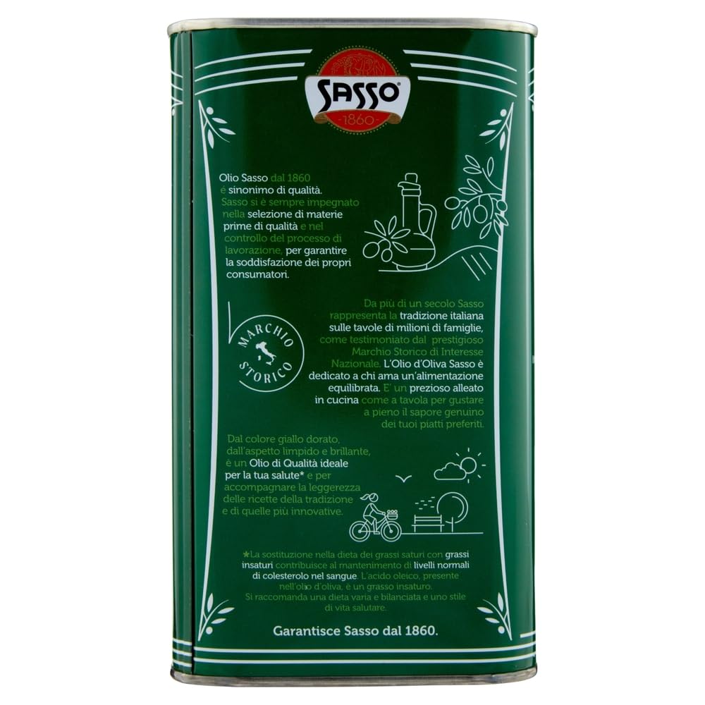 Sasso Olio di Oliva, Set 10 Lattine da 1L, Prodotto Italiano, con Borsa Shopper JOYTALY