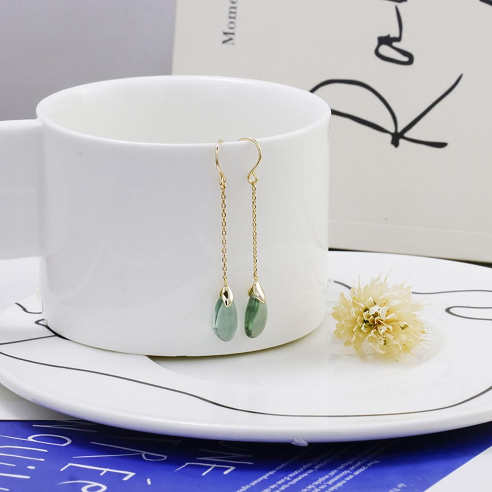 Pendientes de cuarzo de oro amarillo de 9 K/14 K/18 K