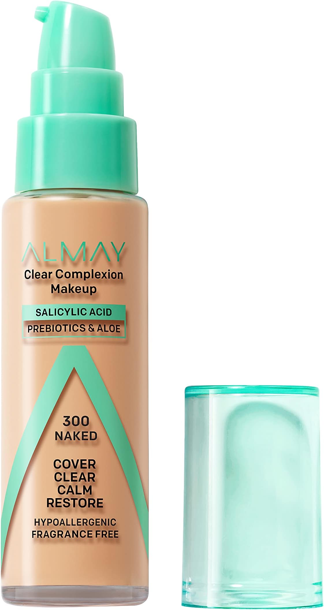 Clear Complexion Acne Foundation Makeup with Salicylic Acid, Medium Coverage, Soft Matte Finish, Hypoallergenic, Cruelty- & Fragrance-Free, Dermatologist Tested, 300 Naked, 1 fl oz