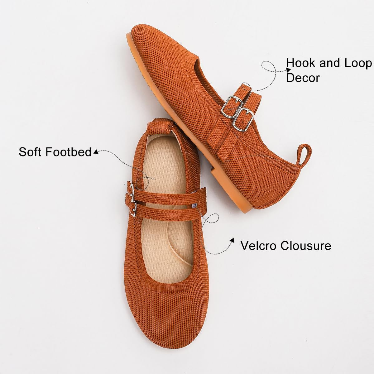 Toddler Girls Mary Jane Dress Shoes for Girl Ballet Flats Knit Round Toe Little Kids Princess Wedding Shoes - Image 3
