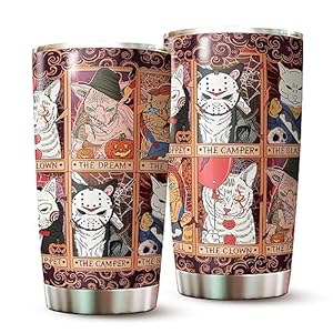 Halloween Decorations – Halloween Gifts – Halloween Cat Decor – Halloween Mugs – Horror Movies Lover Gifts – Cat Gifts For Cat Lovers – Horror Cat Tumbler For Men, Women, Friends, Coworkers
