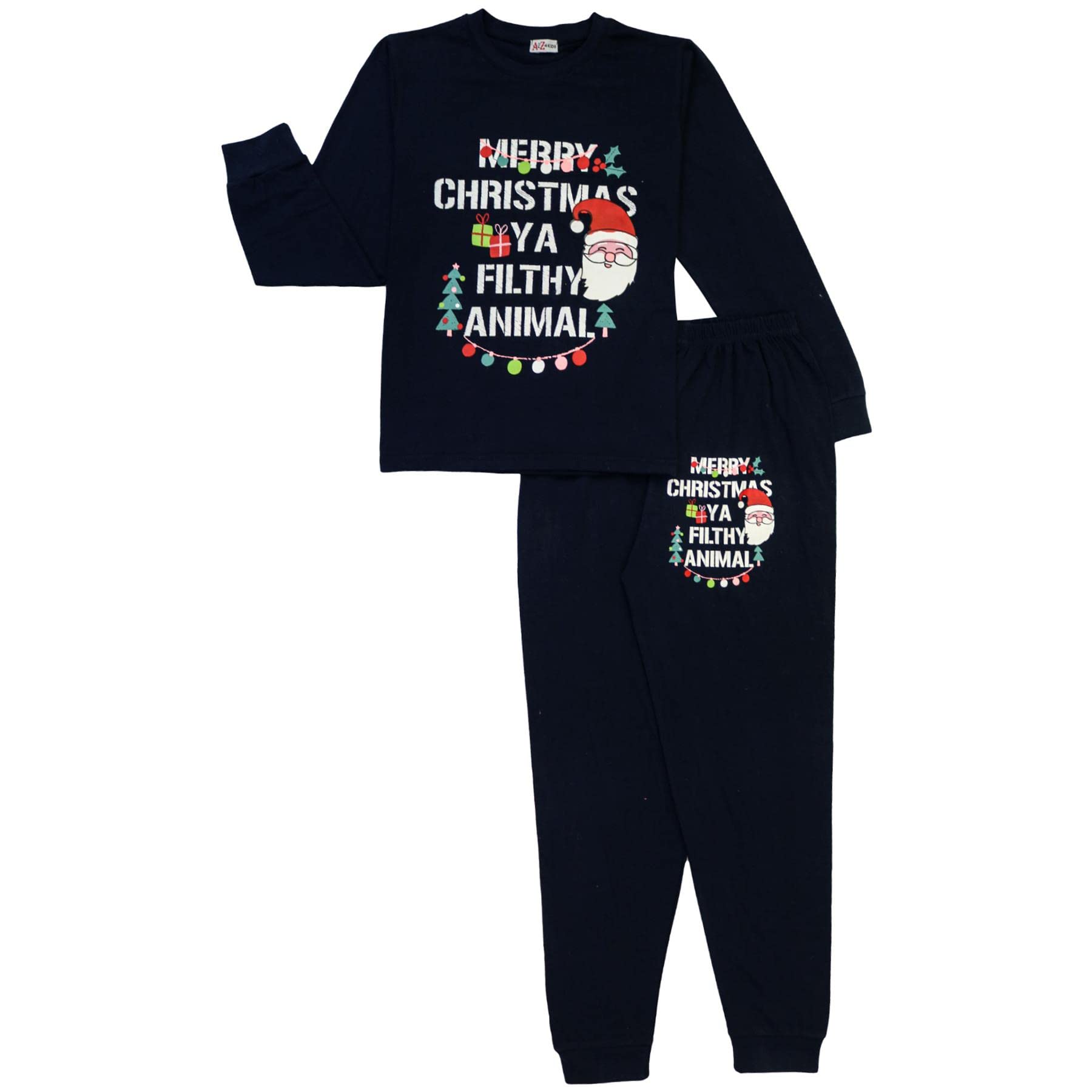 A2Z 4 Kids Girls Boys Christmas Pyjamas Children PJS 2 Piece Festive Set Ya Filthy Animal ...