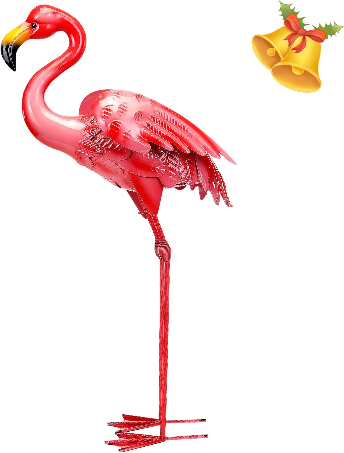 Joyathome Flamingo Garden Statues and Sculptures, Metal Birds Yard Art Outdoor Statue, Large Pink Flamingo Lawn Ornaments for Home, Courtyard๏ผ33inch