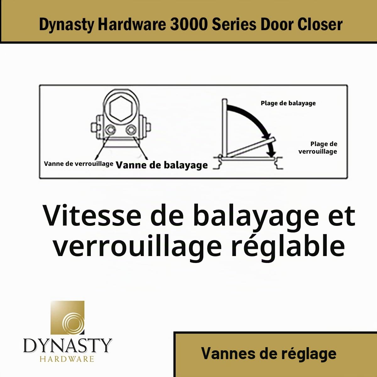 Dynasty matériel 3000-alum Qualité commerciale Ferme-porte à ressort, taille 3, Sprayed Aluminium