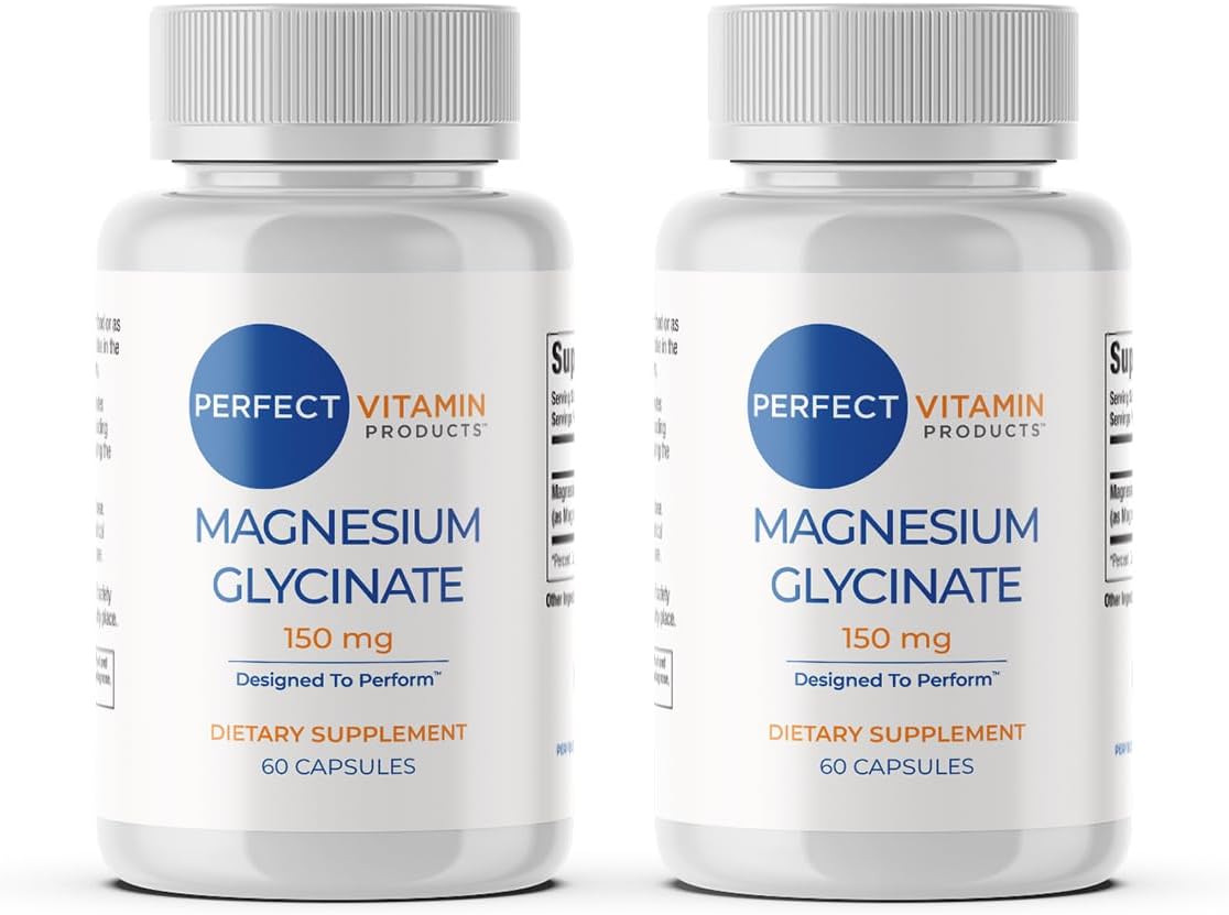 Magnesium Glycinate 150mg – Vegan Capsules for Sleep, Stress & Muscle Support – Non-GMO, High Absorption, Gentle on Stomach – 60 Vegan Capsules (2-Pack)