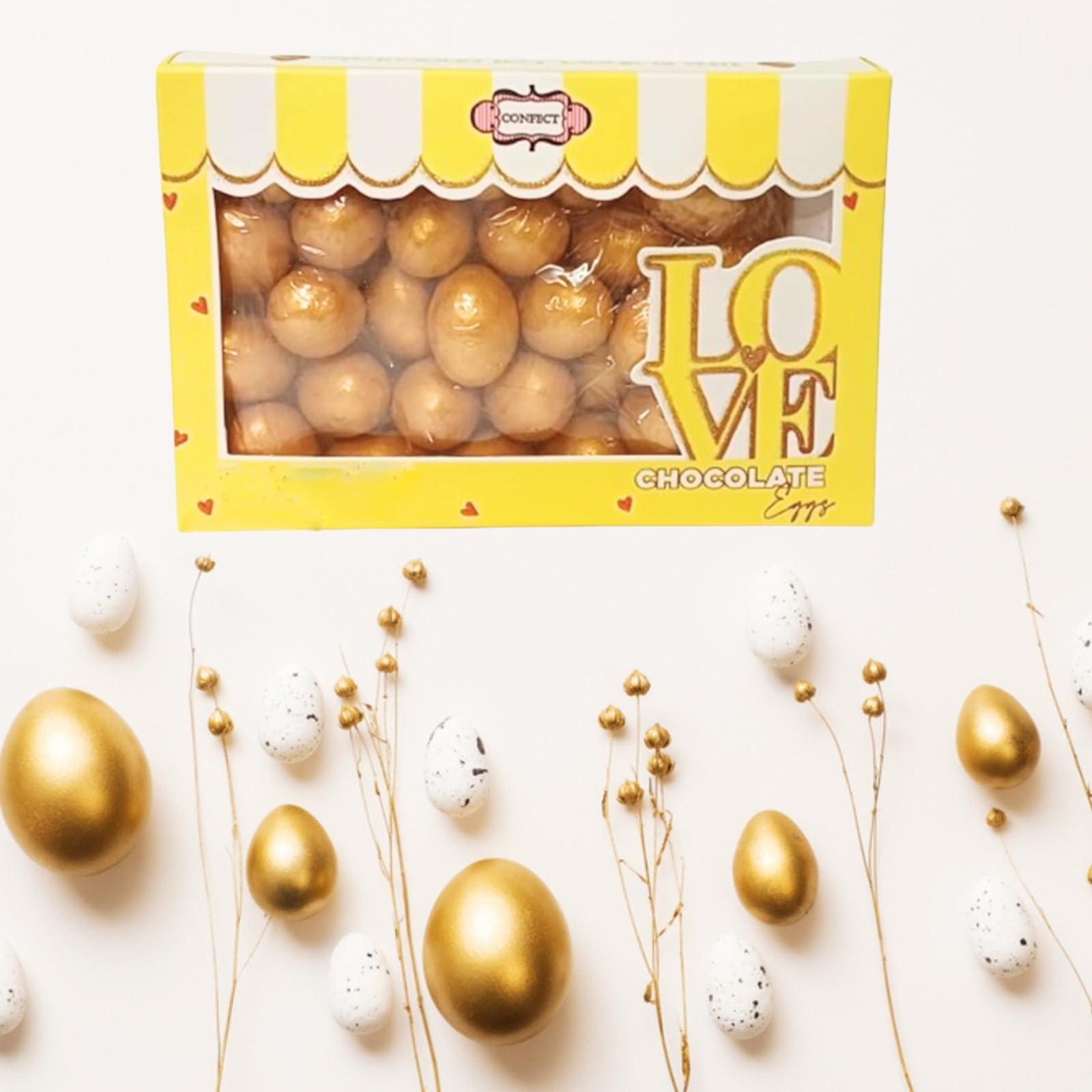 Confect Easter Chocolate eggs | Gold Milk Chocolate Candy | Gold Candy for Easter Candy Dishes, Party Favors & Decorating Desserts 5 Oz