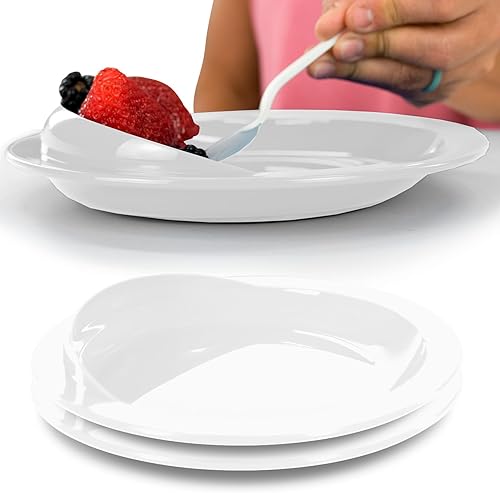 Miniatura 10 de Vive Plato a prueba de derrames, 9 pulgadas (paquete de 2)  Plato con pared para discapacitados, discapacitados, adultos mayores con necesidades