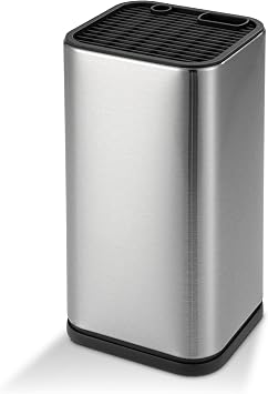 Universal Knife Block, Knife Holder without Knives, Stainless Steel Knife Storage Block for 3.5" to 8" Knives, with Slots for Scissors and Sharpening Rod,for Kitchen Counter