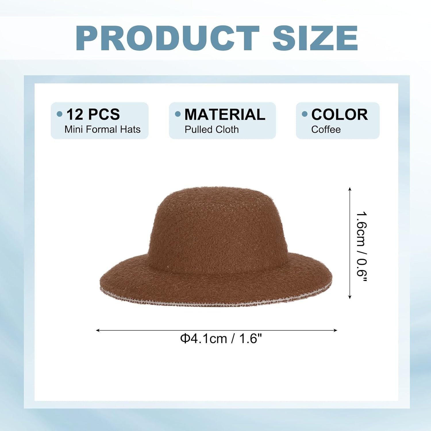 1.6 Inch Mini Formal Hats, 12 Pcs Miniature Doll Hats Mini Top Hat for Crafts Hair Accessories Decorate Doll Snowman, Coffee