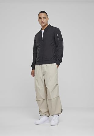 Urban Classics Mens Bomber Jacket TB1258 Light Bomber Jacket Color: black in Size: Large