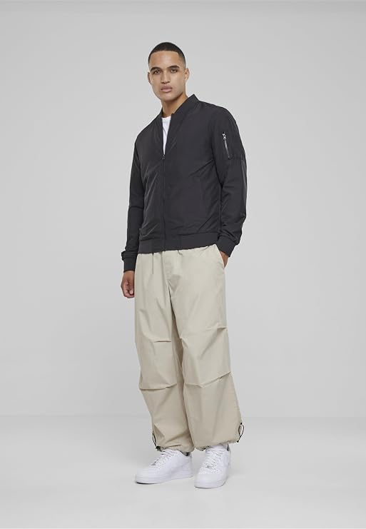 Urban Classics Mens Bomber Jacket TB1258 Light Bomber Jacket Color: black in Size: Large