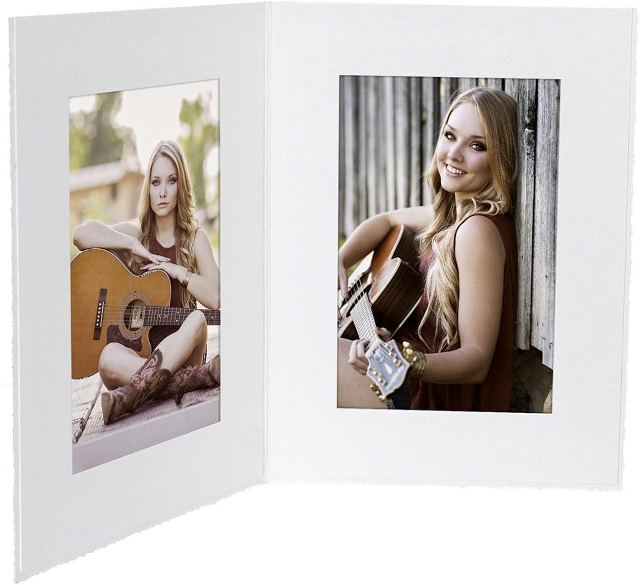 White Cardstock Paper Double 4x6 Folder Frame w/Plain Border (Sold in 25s) - 4x6