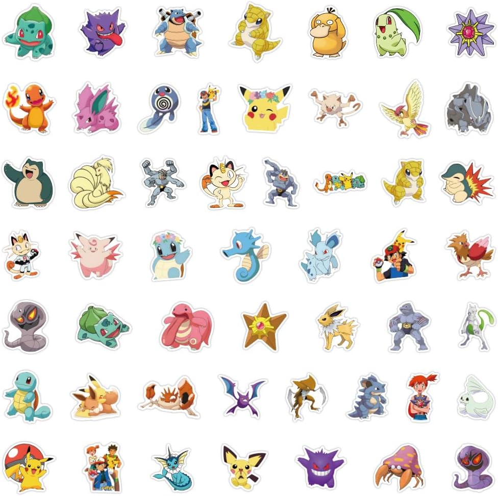50pcs Cute Anime Cartoon Stickers for Kids Teen, Cool Monster Waterproof Stickers for Adult Water Bottle, Phone, Computer, Cool Kids Skateboard, Bike, Luggage Graffiti Decal image 2