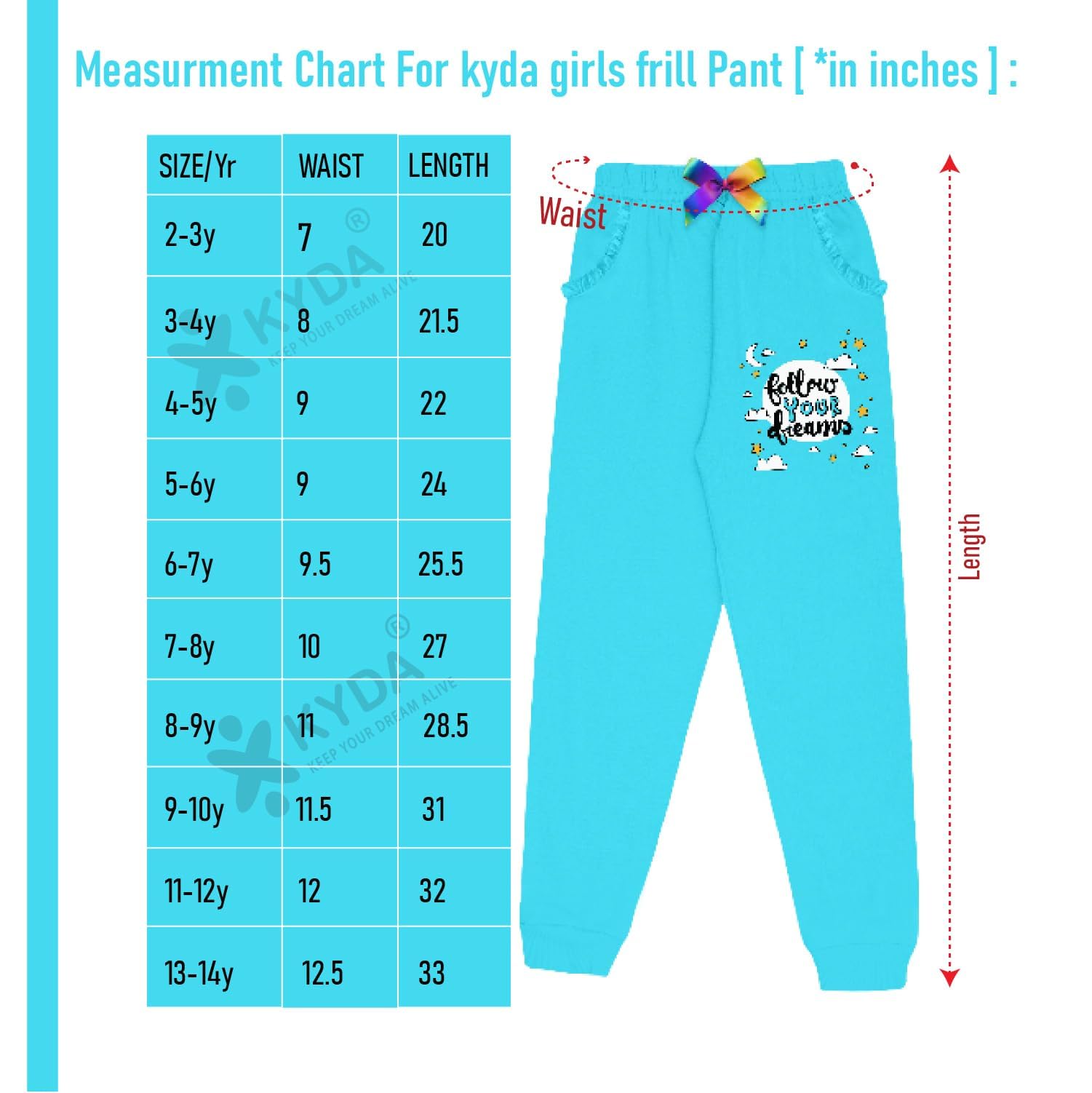 KYDA KIDS® Trainingshose für Mädchen, 100 % Baumwolle, bedruckt, elastischer Bund, normale Passform, lässige Sommerkleidung, weiche Premium-Hose mit Seitentaschen (2 Stück)