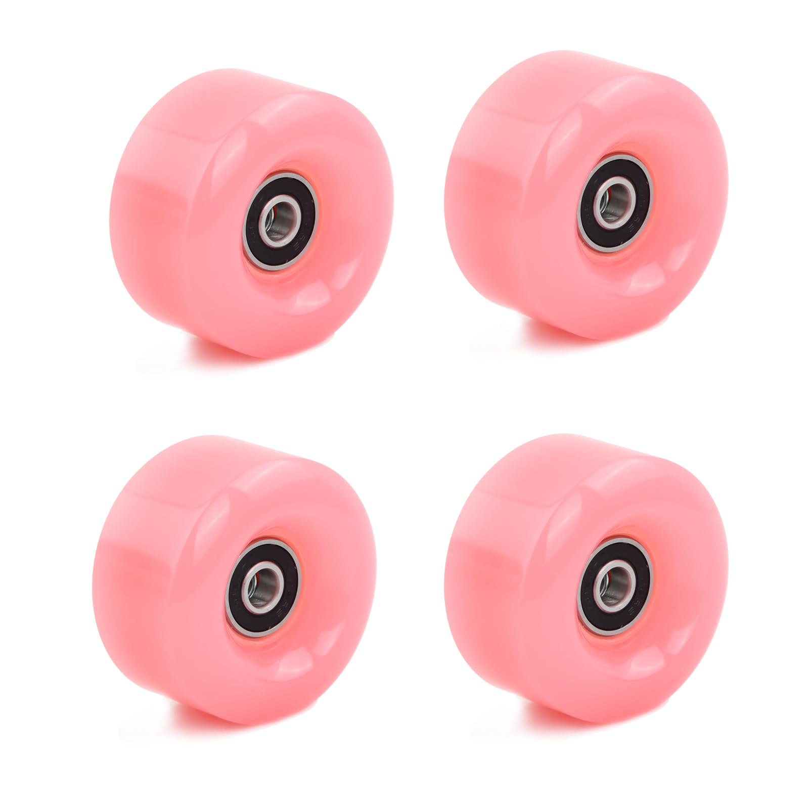 4 Pcs Double-Row Roller Skates Accessories, Quad Skate Replacement, Skateboard Wheels with Bearings, Roller Skates Wheels 58*32mm, PU Wear-Resistant Wheels for Double Row Skate Skateboard (Pink)