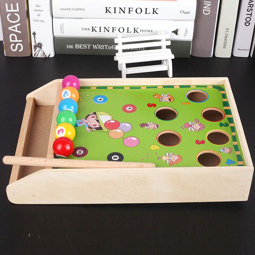 JOKFEICE Piscine pour Enfants Jeux familiaux avec 1 queues de Billard 6 Boules Parent-Enfant Petits Billards interactifs Jeux de société et de Voyage Table de Billard pour bébé