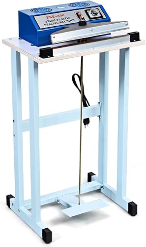 Goplus Sellador de impulso de pedal de pie de 110 V 12 pulgadas con cortador, máquina de sellado térmico de bolsas de plástico, máquina de corte,