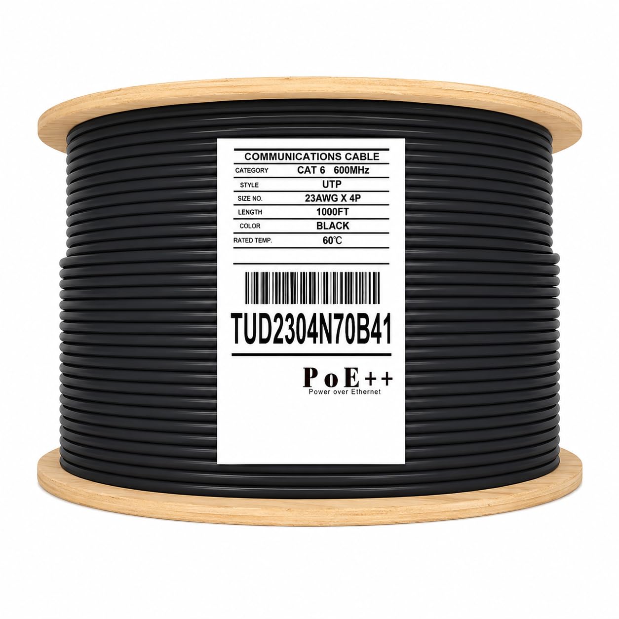Cat6 Unshielded Direct Burial - 23AWG, UTP, gel Fill, 304,8 m, nero