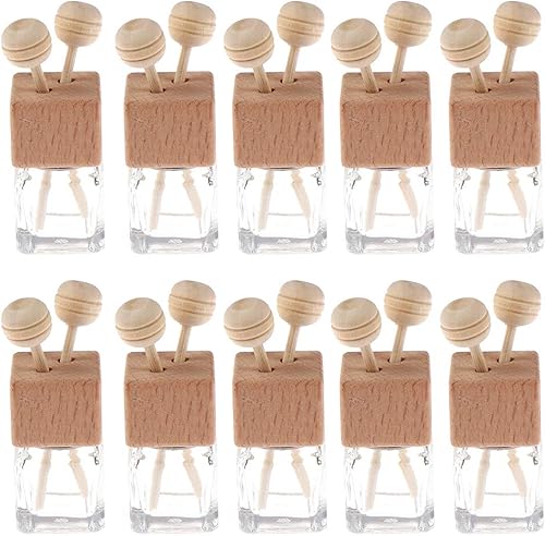 Paquete de 10, 8ml Ambientador de aire para coche en frasco de vidrio transparente con clip para perfume, difusores de perfume de aceite esencial
