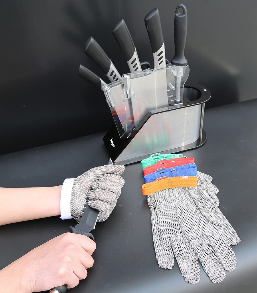 WXYZ Guantes de Acero Inoxidable Resistente al Corte Protección de 9 Niveles,Cocina,jardín,Guantes de Trabajo de Seguridad de fábrica,Antideslizantes y Resistentes al Desgaste