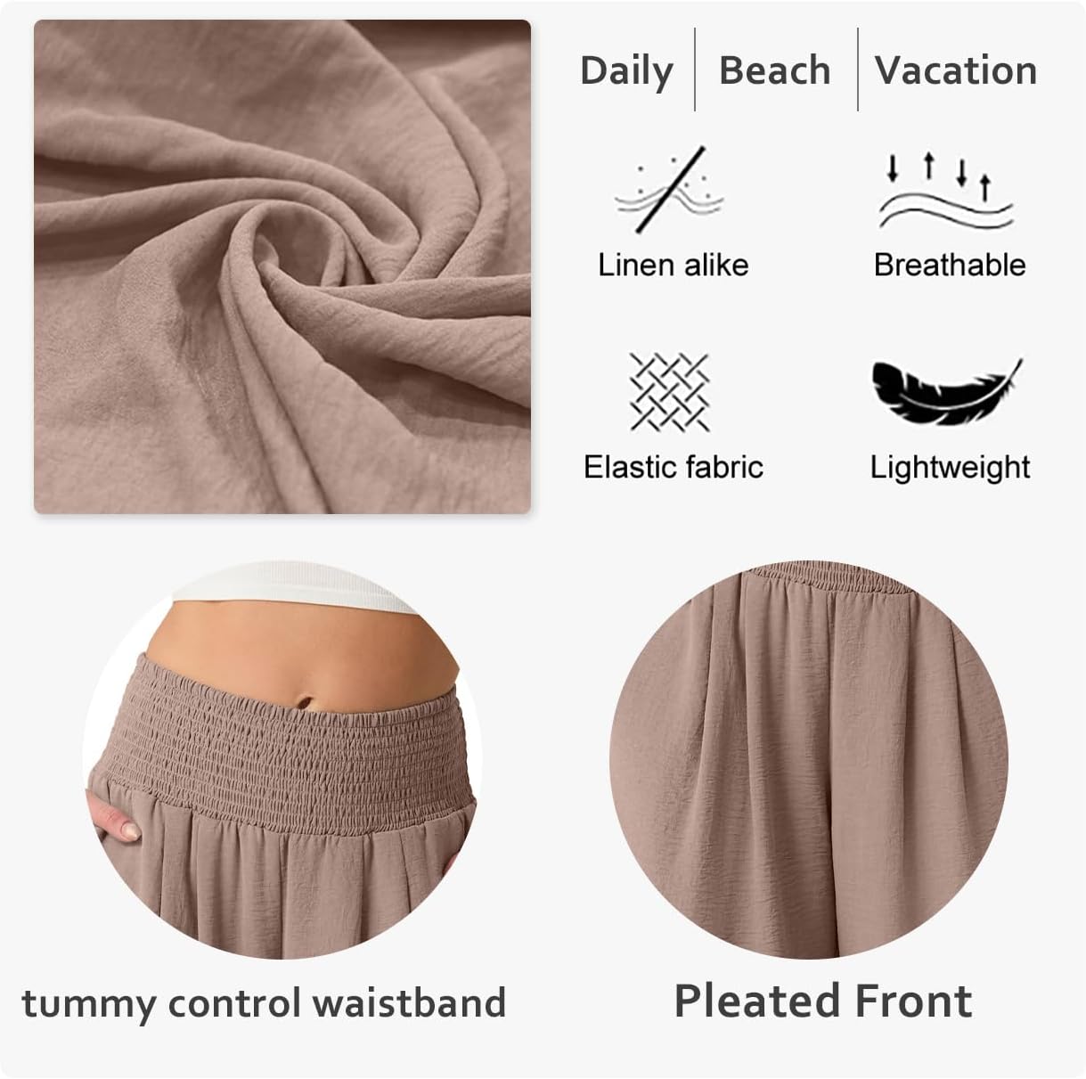 Lepunuo High Waisted Wide Leg Palazzo Pants for Women Summer Beach Vacation Lounge Trousers with Pockets 2026 Trendy - Image 4