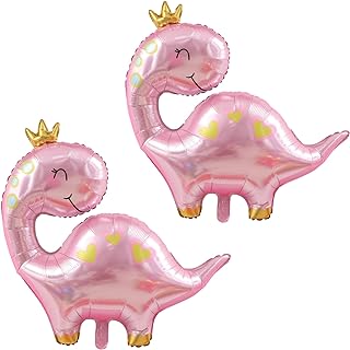 Large Pink Dinosaur Balloon,38 Inch Girl Dinosaur Balloons for Birthday Party,Dinosaur Balloons for Baby Shower Gender Reveal Dinosaur Party Decorations Favors, Pack of 2