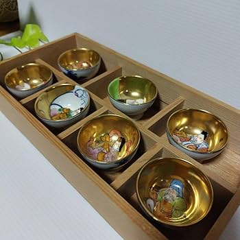 九谷焼　七福神　お猪口　おちょこ　7点　骨董品　時代物　大正時代 九谷焼 七福神 お猪口 おちょこ 7点 骨董品 時代物 大正時代 2025年
