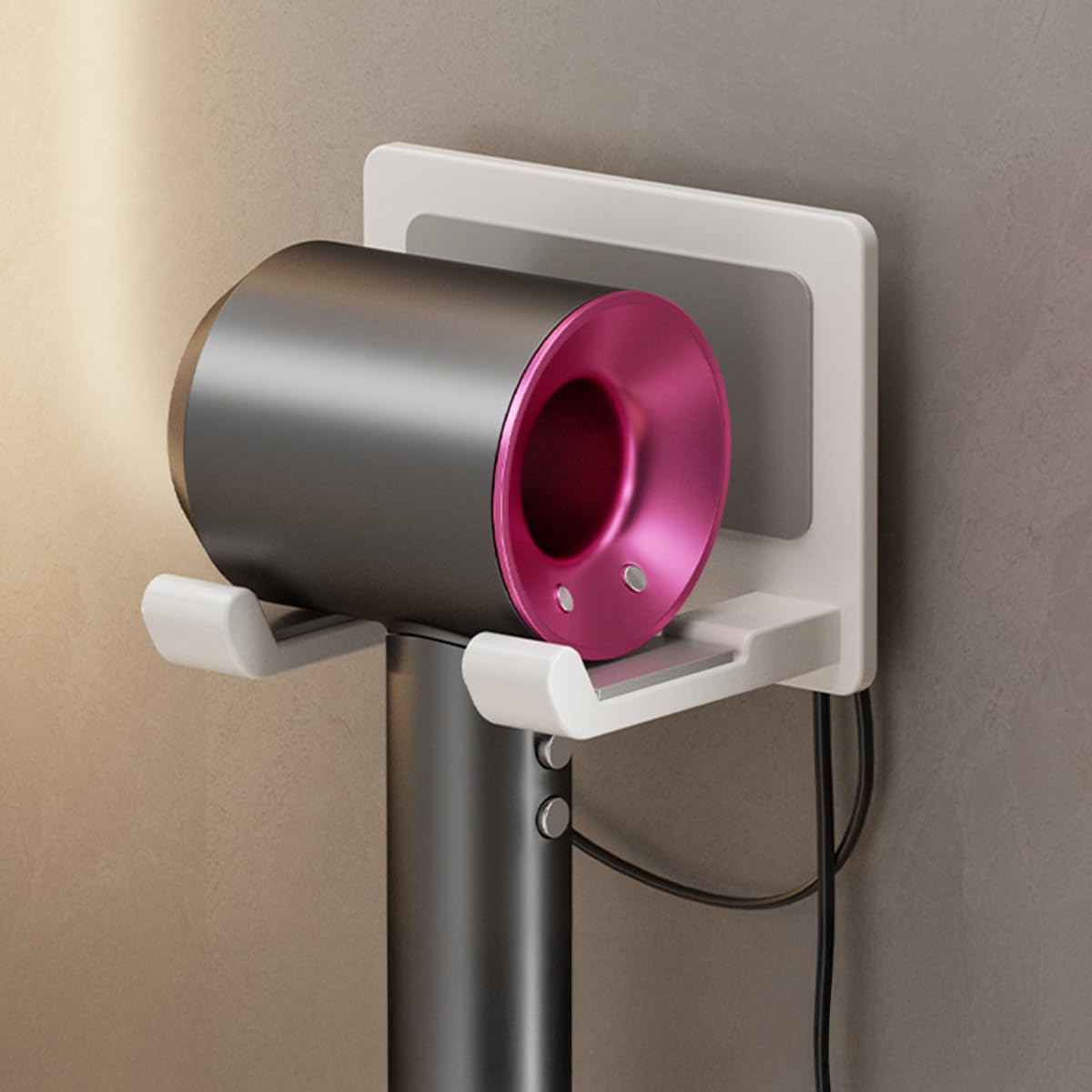 Soporte para Secador de Pelo Universal de Metal sin Taladro Blanco