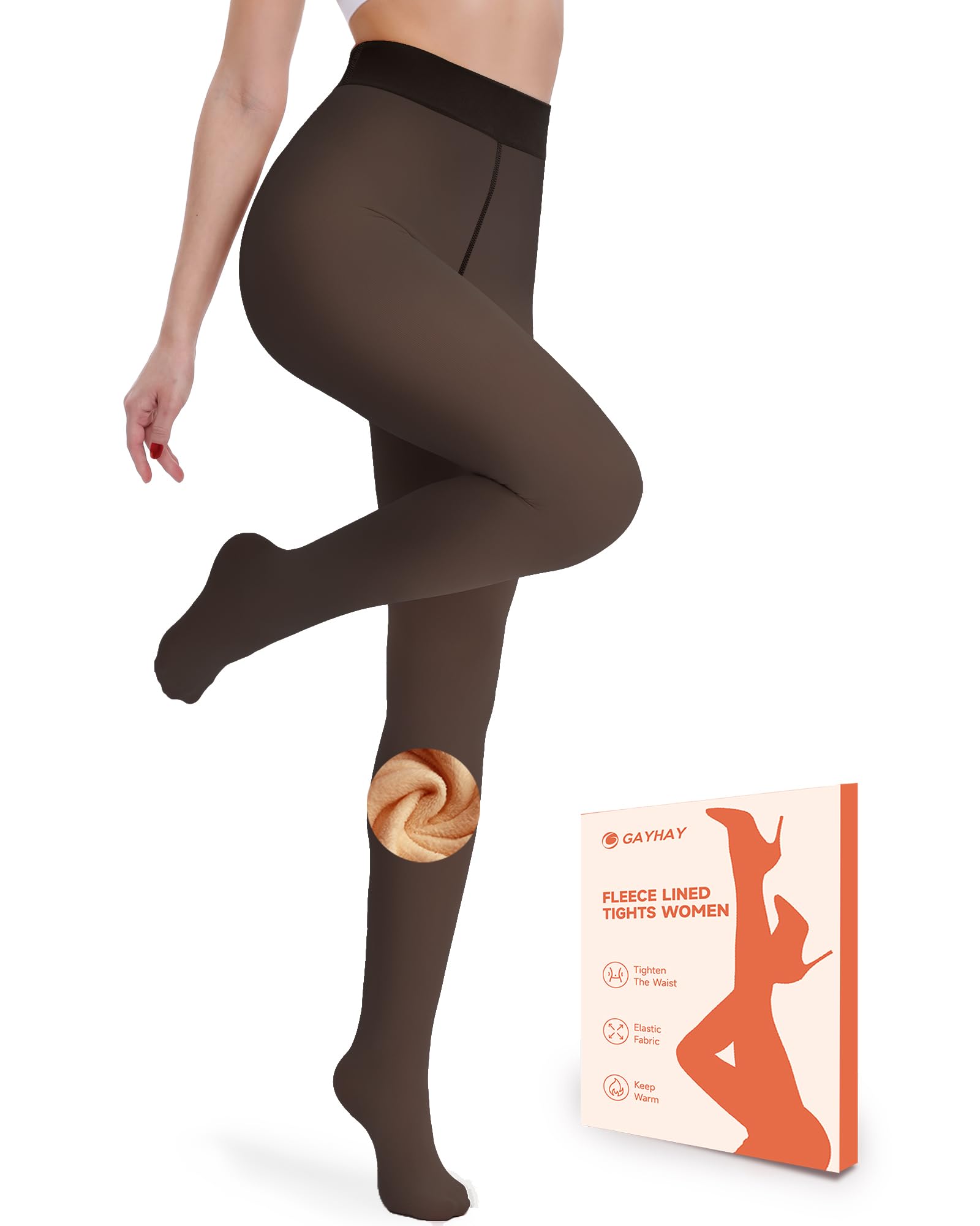 Fleece Lined Tights for Women - Fake Sheer Thermal Warm Winter Leggings | High Waisted Tummy Control Pantyhose, Soft Opaque Winter Tights, Warm Thick Stockings for Women in Cold Weather