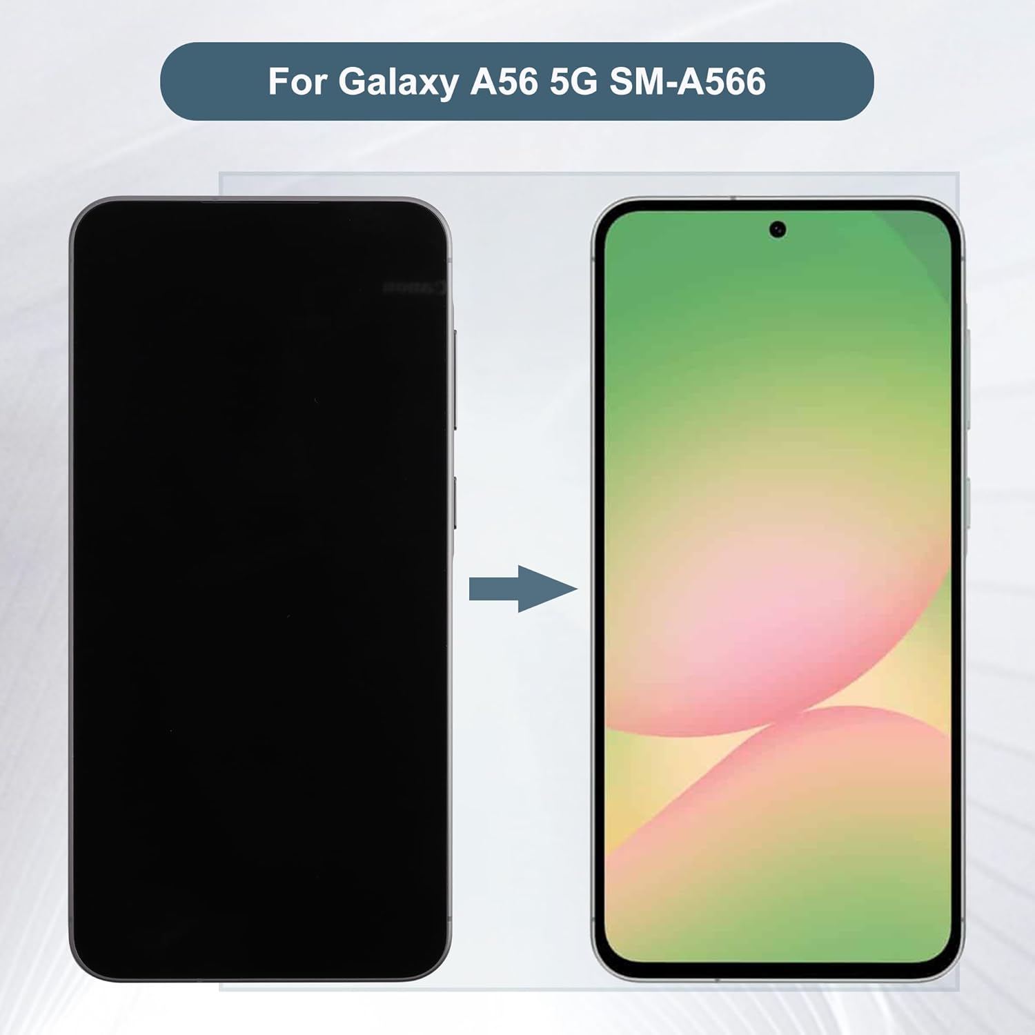 OLED LCD Display Touch Screen Digitizer Assembly Repair Replacement 6.7" for Samsung Galaxy A56 5G SM-A566 with Tools（Black with Frame）