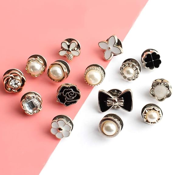 VOIISH 20 Pieces Pearl Brooch Pins for Women, No Sew Button Pins for Shirts, Jeans, Clothes, Bags & Hats, Instant Safety Pins for Women's Fashion, Decoration Accessories for Coat, Dress, Sweater & More (Designs As Per Availability) - Image 2