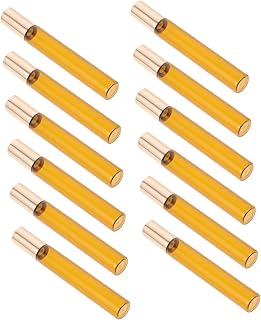 OHPHCALL 12 peças de frascos de óleo essencial roll-on mini recipientes de vidro de perfume para líquidos, garrafas de óleo roll-on de viagem, garrafas de óleo roll-on vazias, acessórios de viagem