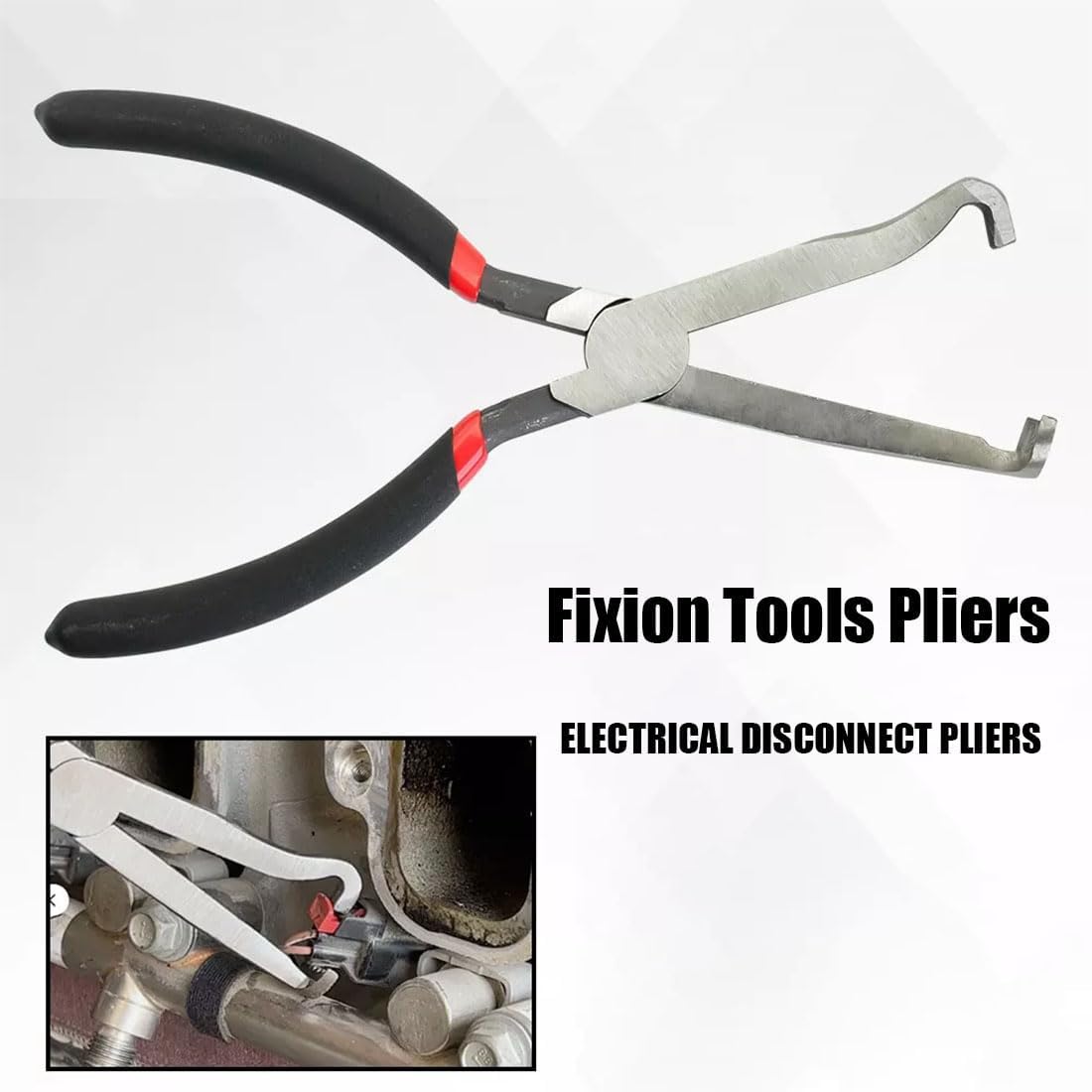 Fixion Tools Pliers, 8in Electrical Disconnect Pliers, Automotive Hose Disconnect Tools for Push Tab Style Plugs
