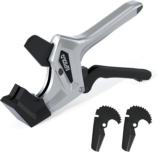 PVC Pipe Cutter - 2 Inch Heavy Duty, SK5 Manganese Steel Blade, Aluminum Body, One-Click Blade Replacement, 2 Free Spare Blades | High Value, Low Price